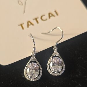 Tatcai Teardrop Sterling Silver Zirconia Dangle Earrings NIB